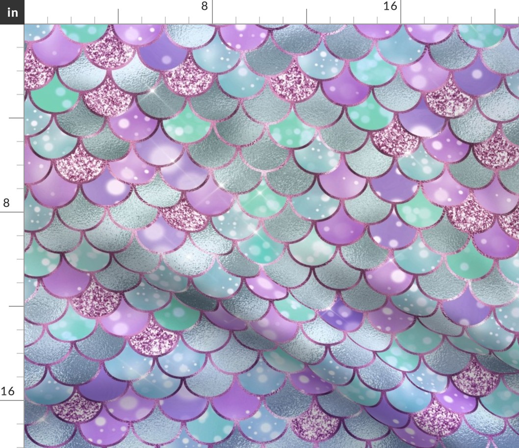 Bigger Scale Mermaid Tail Fish Scales in Blue Green Purple