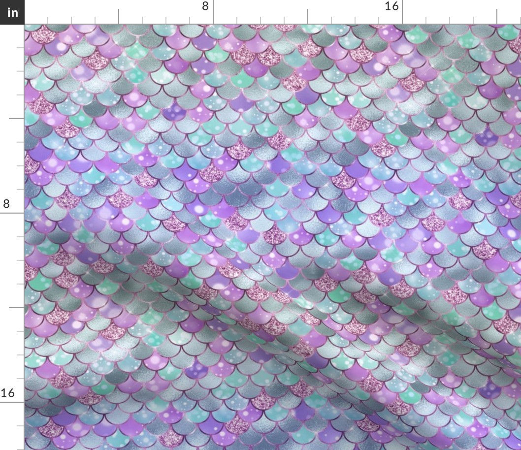 Smaller Scale Mermaid Tail Fish Scales in Blue Green Purple