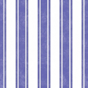Large Scale Vertical French Ticking Textured Pinstripes in Very Peri Pantone Color of The Year 2022 Lavender Periwinkle Purple and White