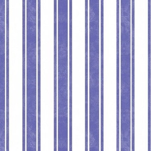 Medium Scale Vertical French Ticking Textured Pinstripes in Very Peri Pantone Color of The Year 2022 Lavender Periwinkle Purple and White