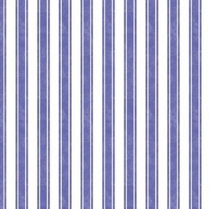 Small Scale Vertical French Ticking Textured Pinstripes in Very Peri Pantone Color of The Year 2022 Lavender Periwinkle Purple and White