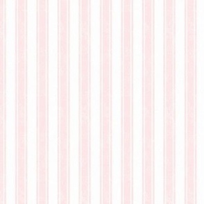 Small Scale Vertical French Ticking Textured Pinstripes in Pale Baby Pink and White