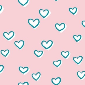 Sketched Hearts in Cotton Candy and Lagoon by Liz Conley