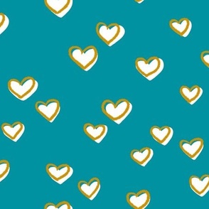 Sketched Hearts in Lagoon and  Mustard by Liz Conley