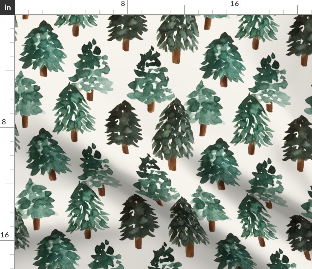 smaller watercolor christmas trees green pine trees