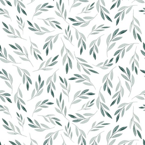 boho botanical Green Watercolor Leaves Wallpaper