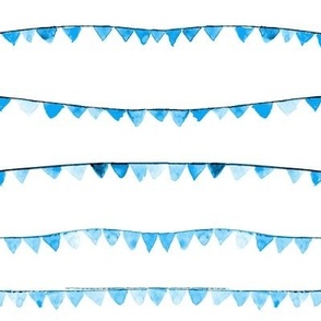 Blue watercolor flags - birthday party banner - bunting decoration for celebration - bunt fun i831-7