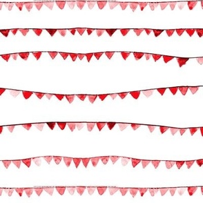 Red watercolor flags - birthday party banner - bunting decoration for celebration - bunt fun i831-10