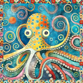 FUNKY OCTOPUS PANEL 5 SEA LIFE KLIMT STYLE FLWRHT