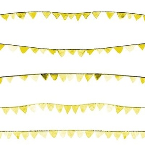 Golden watercolor flags - birthday party banner - bunting decoration for celebration - bunt fun i831-12