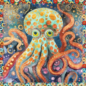 FUNKY OCTOPUS PANEL 3 SEA LIFE KLIMT STYLE FLWRHT