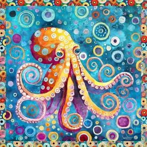 FUNKY OCTOPUS PANEL 2 SEA LIFE KLIMT STYLE FLWRHT