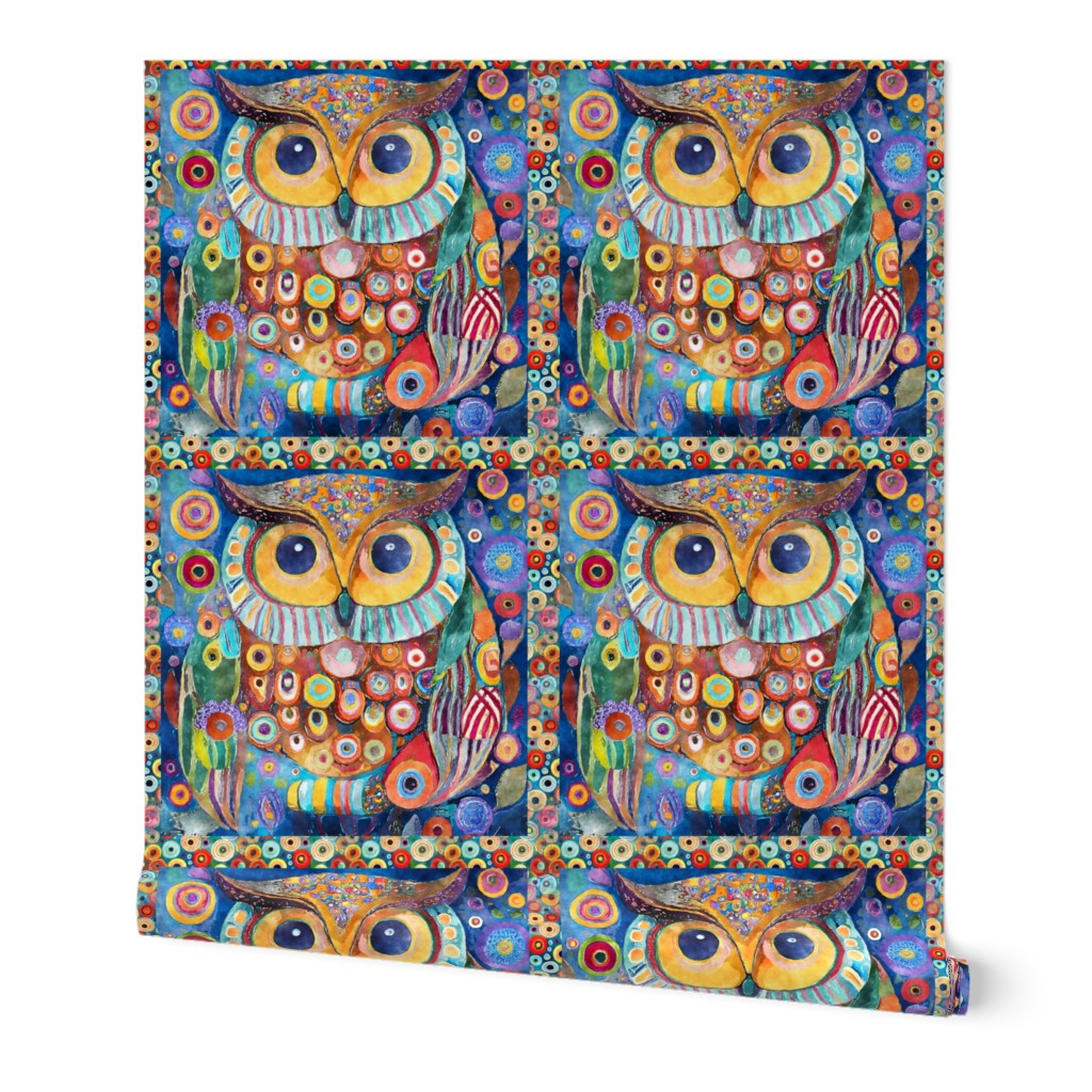 FUNKY COLORFUL OWL 9 KLIMT INSPIRED FLWRHT