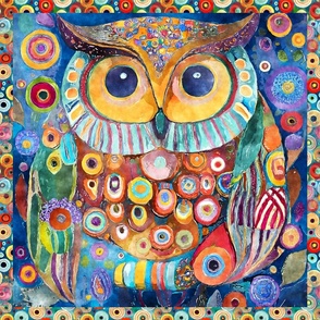 FUNKY COLORFUL OWL 9 KLIMT INSPIRED FLWRHT