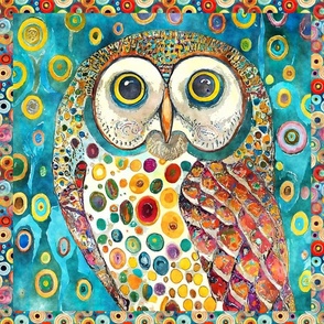 FUNKY COLORFUL OWL 3 KLIMT INSPIRED FLWRHT