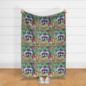 FUNKY RACCOON 7 PANEL COLORFUL KLIMT INSPIRED FLWRHT