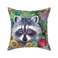 FUNKY RACCOON 7 PANEL COLORFUL KLIMT INSPIRED FLWRHT