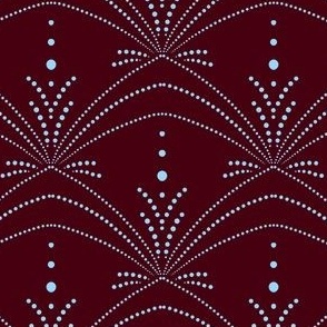 art deco dots- Dark red-burgundy- skyblue Light blue - medium