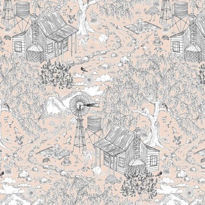 smaller scale Aussie outback toile - beige