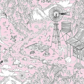 Aussie outback toile - candy pink
