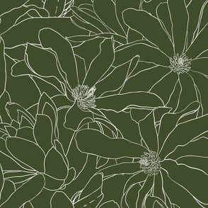 large scale magnolia solid - dark green