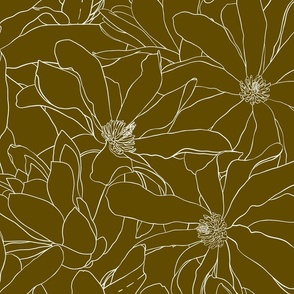 large scale magnolia solid - olive green