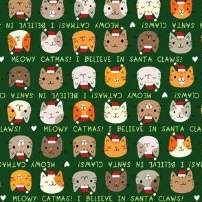 xmas cats in hats in dark green (small)