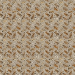 Tiny Trotting fawn Pekingese and paw prints - faux linen