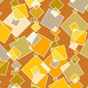 flying squares - yellow geometric dream - geometric fabric