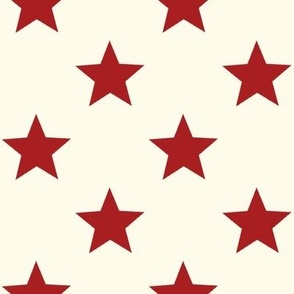 Patriotic Red Stars on Vintage Cream