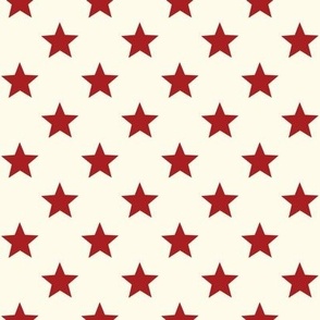 Tiny patriotic Red Stars on Vintage Cream