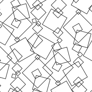flying squares - black and white geometric dream - geometric wallpaper
