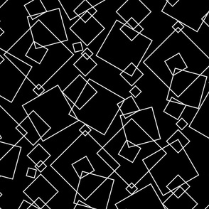 flying squares - white and black geometric dream - geometric wallpaper