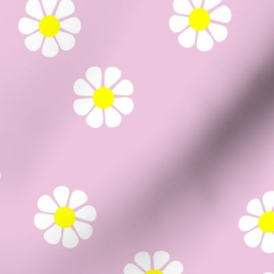 Nineties revival colorful retro daisy flowers in pastel pink and neon yellow