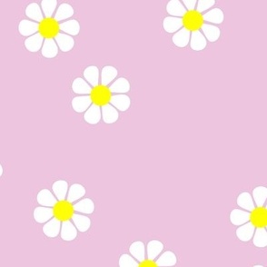 Nineties revival colorful retro daisy flowers in pastel pink and neon yellow