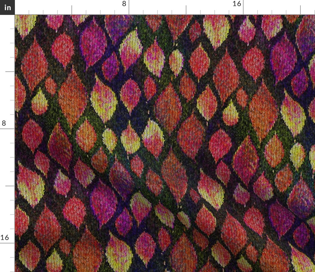 medium knit autumn leaves orange purple sunset PSMGE