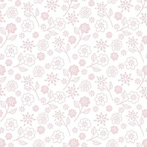 Assorted Flowers Cotton Candy Pink on White