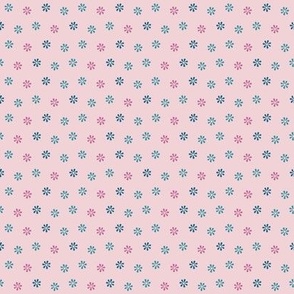 Flower Polkadots Teal and Pink on Cotton Candy