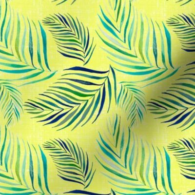 Palm Leaves Tropical Pattern on Yellow