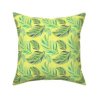 Palm Leaves Tropical Pattern on Yellow