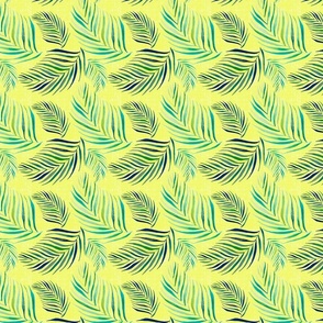 Palm Leaves Tropical Pattern on Yellow