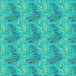 Palm Leaves Tropical Pattern on Teal
