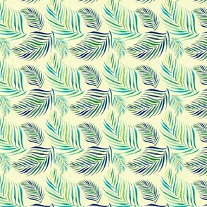 Palm Leaves Tropical Pattern on  Pale Yellow