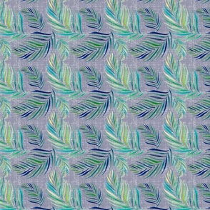 Palm Leaves Tropical Pattern on Blue