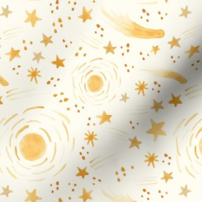 Stars and Comets on Cream - Medium Scale - Starlight Collection