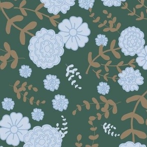 Ditsy florals allover on moss green