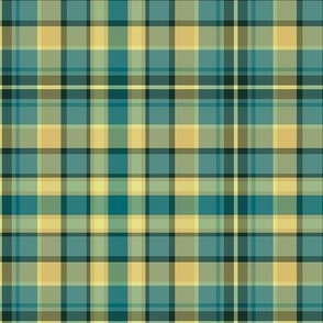 Teal Pale Orange Yellow and Black Plaid