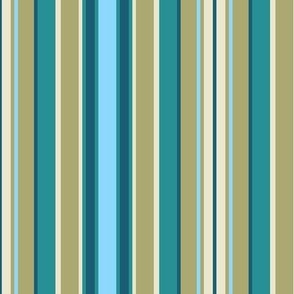 Turquoise Teal and Sage Green Vertical Stripe