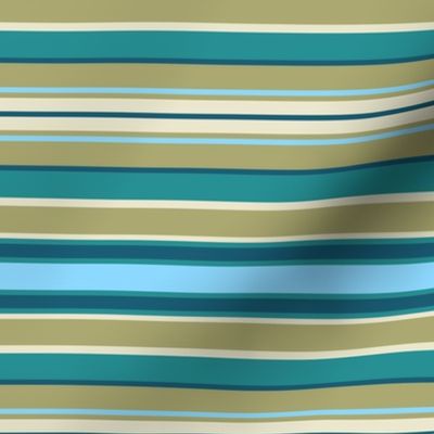 Turquoise Teal and Sage Green Horizontal Stripe