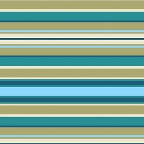 Turquoise Teal and Sage Green Horizontal Stripe